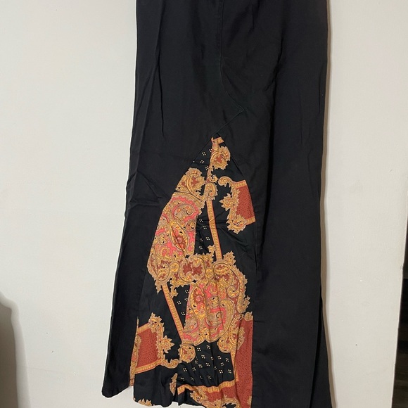 Vtg Lei‎ Black A-Line Skirt with Orange Pattern - Picture 8 of 9